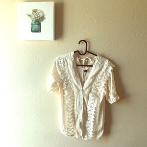 Short lace layer collar shirt